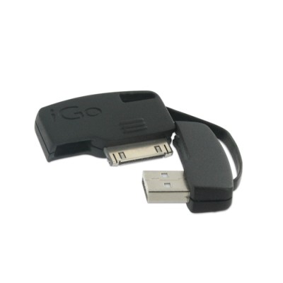 iGo KeyJuice för iPhone, iPod och iPad, hopfällbar USB-synk/laddkabel för nyckelring