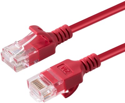 Nätverkskabel oskärmad Cat6a, slim, 3,6mm i diameter, MicroConnect, 0,25 meter - Röd