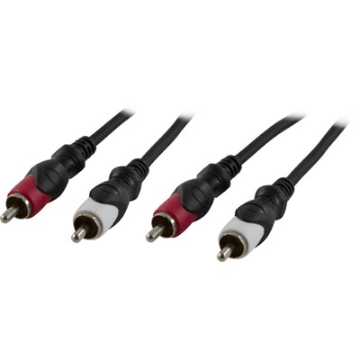 Ljudkabel stereo 2xRCA till 2xRCA, 10 meter - Svart