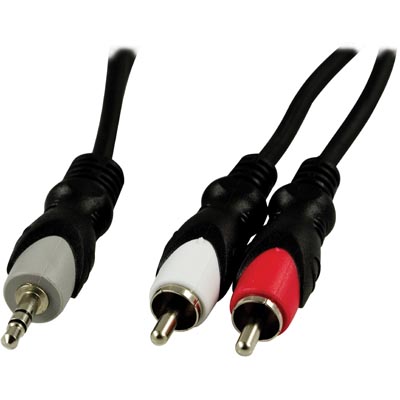 Ljudkabel 3,5 mm stereo till 2xRCA, 2 meter - Svart