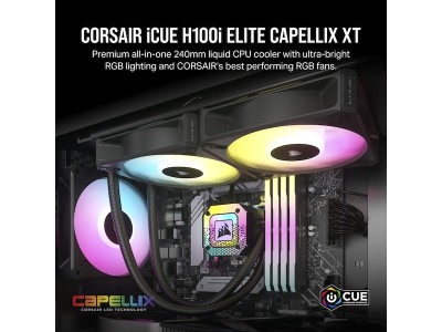 Corsair iCUE H100i ELITE CAPELLIX XT, 240mm, RGB - Svart#2