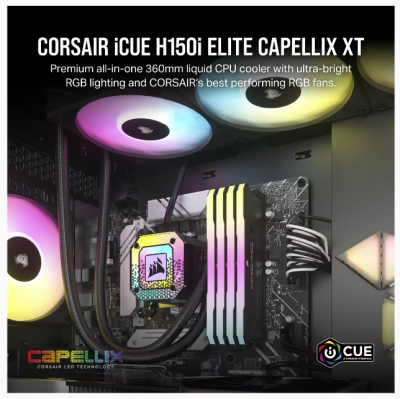 Corsair iCUE H150i ELITE CAPELLIX XT, 360mm, RGB - Svart#2