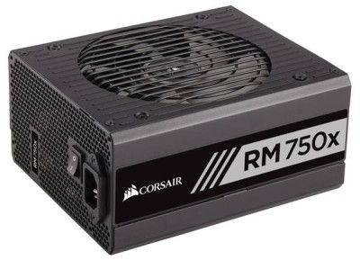 Corsair RM750X 750W, ATX v2.4, 135 mm fläkt, 80PLUS Gold, semipassivt, löstagbara kablar - Svart