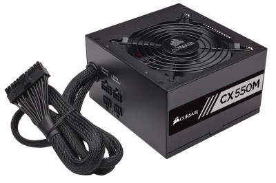 Corsair CX550M 550W, ATX v2.4, 120 mm fläkt, 80PLUS Bronze, delvis löstagbara kablar