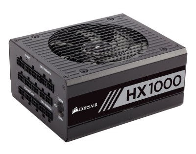 Corsair HX1000 1000W, ATX v2.4, 135 mm fläkt, 80PLUS Platinum, löstagbara kablar