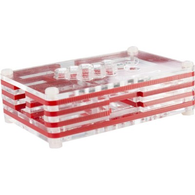 EPZI låda i akryl för Raspberry Pi, laserutskuren, omonterad - Röd