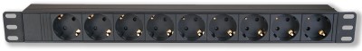 Grenuttag för rackmontering 19", 9 uttag (schuko), stickpropp (schuko)