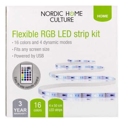 NHC LED-list, 4x50cm, 12 olika färger, RGB, fjärrkontroll, USB#4