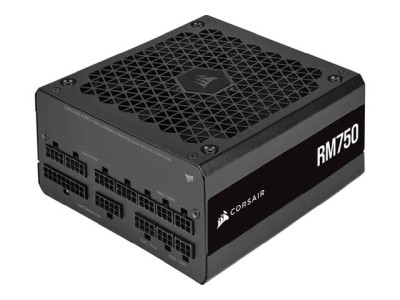 Corsair RM750 750W (2021), ATX, 140 mm fläkt, 80PLUS Gold, semipassivt, löstagbara kablar - Svart