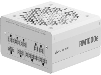 Corsair RM1000e (2025) 1000W, PCIe 5.1, ATX 3.1, 120 mm fläkt, 80PLUS Gold, semipassivt, löstagbara kablar - Vit#1