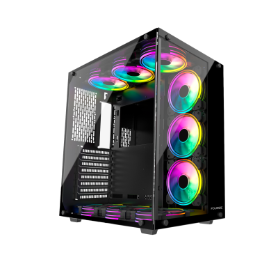 Fourze T900, ATX, TG, 9x120mm fläktar, RGB - Svart#1