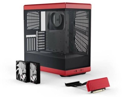 Hyte Y40 Red Miditower, ATX, Panoramic Glass, inkl. PCIe 4.0 riser - Svart/Röd#3