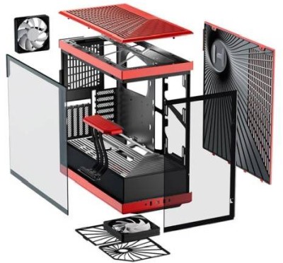 Hyte Y40 Red Miditower, ATX, Panoramic Glass, inkl. PCIe 4.0 riser - Svart/Röd#7