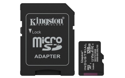 Micro Secure Digital SDXC 128 GB Kingston Industrial pSLC, 100/80 MB/sek, Class 10, UHS-I U3, V30, A1, inkl. SD-adapter#1