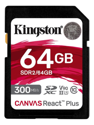 Secure Digital SDXC 64 GB Kingston Canvas React Plus, 300/260 MB/sek, Class 10, UHS-II U3, V90