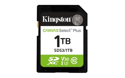 Secure Digital SDXC 1 TB Kingston Canvas Select Plus Gen3, 150 MB/sek läs, Class 10, A1, UHS-I U1#1
