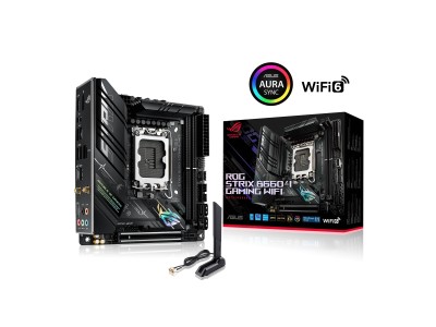Asus ROG Strix B660-I GAMING WIFI, Intel LGA1700, PCI Express, Mini-ITX, 2xDDR5, 2xM.2 + SATA3, HDMI/DP, USB-C, SupremeFX audio, 2.5Gbe LAN, WiFi 6, Aura Sync RGB#1