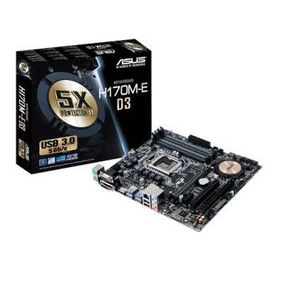 Asus H170M-E D3, Intel LGA1151, H170, 2xPCI Express, microATX, DDR3, SATA Express + M.2 + SATA3 RAID, VGA/DVI/HDMI, USB 3.0, 7.1 audio, GigaLAN