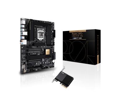 Asus ProArt Z490-CREATOR 10G, Intel LGA1200, Z490, 3xPCI Express, CrossFireX, ATX, 4xDDR4, 2xM.2 + SATA3 RAID, HDMI/2xDP, Thunderbolt 3/USB-C, 7.1 audio, 10G+GigaLAN, Aura Sync#1