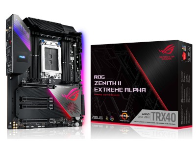 Asus ROG ZENITH II Extreme Alpha, AMD Socket sTRX4, TRX40, EATX, 8xDDR4, SLI/CrossFireX, 4xPCI Express, 5xM.2 + SATA3, SupremeFX ljud, USB-C, GigaLAN, WiFi 6, Bluetooth, Aura Sync RGB LED#1