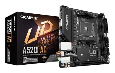 Gigabyte A520I AC, AMD Socket AM4, Mini-ITX, 2xDDR4, PCI Express, M.2 + SATA3 RAID, 2xHDMI/DP, USB-C, GigaLAN, WiFi 5, Bluetooth 4.2, RGB Fusion 2.0#1