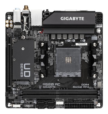 Gigabyte A520I AC, AMD Socket AM4, Mini-ITX, 2xDDR4, PCI Express, M.2 + SATA3 RAID, 2xHDMI/DP, USB-C, GigaLAN, WiFi 5, Bluetooth 4.2, RGB Fusion 2.0#2