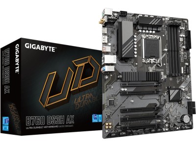 Gigabyte B760 DS3H AX, Intel LGA1700, PCI Express, ATX, 4xDDR4, 2xM.2 + SATA3 RAID, HDMI/DP, USB-C, GigaLAN, WiFi 6E, Bluetooth 5.2