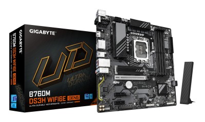 Gigabyte B760M DS3H WiFi6e GEN5, Intel LGA1700, PCI Express, MicroATX, 4xDDR5, 2xM.2 + SATA3 RAID, HDMI/2xDP, USB-C, 2.5Gbe LAN, WiFi 6E, Bluetooth 5.3#1