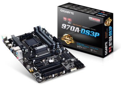 Gigabyte GA-970A-DS3P, AMD Socket AM3+, AMD 970, ATX, DDR3, 2xPCI Express, SATA3 RAID, 7.1-ljud, USB 3.0, GigaLAN