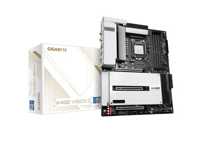 Gigabyte W480 Vision D, Intel LGA1200, W480, 3xPCI Express, CrossFire, ATX, 4xDDR4, 3xM.2 + SATA3 RAID, HDMI/DP IN, USB-C, 7.1 audio, 2.5GbE LAN+GigaLAN#1