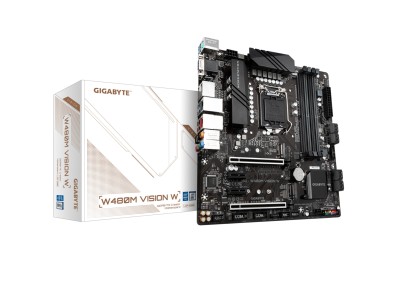 Gigabyte W480M Vision W, Intel LGA1200, W480, 2xPCI Express, CrossFire, MicroATX, 4xDDR4, 2xM.2 + SATA3 RAID, VGA/HDMI/DP, USB 3.2, 7.1 audio, 2.5GbE LAN+GigaLAN#1
