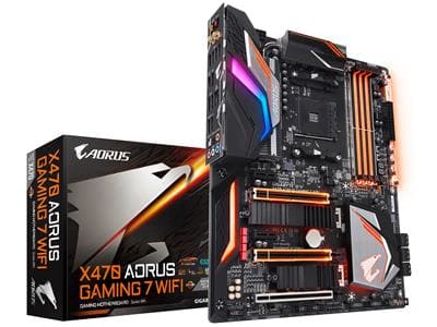 Gigabyte AORUS Gaming 7 WIFI, AMD Socket AM4, X470, ATX, 4xDDR4, SLI/CrossFire, 3xPCI Express, 2xM.2 + SATA3 RAID, 7.1-ljud, USB-C, GigaLAN, WiFi-ac, Bluetooth, RGB Fusion#1