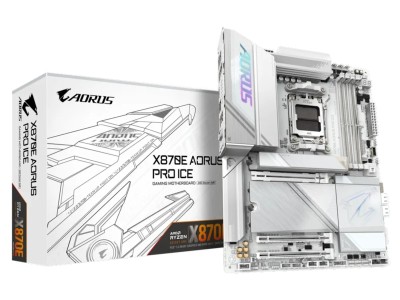 Gigabyte X870 AORUS PRO ICE, AMD Socket AM5, ATX, 4xDDR5, 3xPCI Express, 4xM.2 + SATA3 RAID, HDMI/2xUSB4, 2.5GbE LAN, WiFi 7, Bluetooth 5.3, RGB Fusion#1