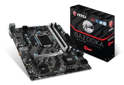 MSI B250M Bazooka, Intel LGA1151, B250, PCI Express, MicroATX, DDR4, M.2 + SATA3 RAID, VGA/DVI, USB-C, 7.1 audio, GigaLAN, Mystic Light Sync#1