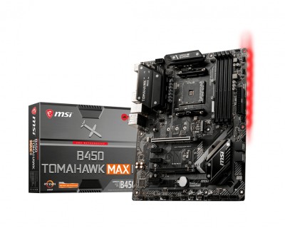 MSI B450 TOMAHAWK MAX II, AMD Socket AM4, B450, ATX, PCIe 4.0, 4xDDR4, M.2 + SATA3 RAID, DVI/HDMI, 7.1-ljud, USB-C, GigaLAN