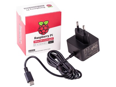 USB-C strömadapter för Raspberry Pi 4, 5,1V / 3A, 1,5m kabel