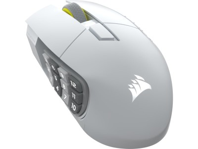 Corsair Scimitar Elite Wireless Gaming Mouse, 33000 dpi, USB/Bluetooth, 16 programmerbara knappar, RGB - Vit