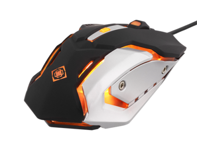 Deltaco GAMING mus, 1000-3200 dpi, Orange LED, USB - Svart/silver#2