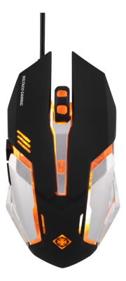 Deltaco GAMING mus, 1000-3200 dpi, Orange LED, USB - Svart/silver#3