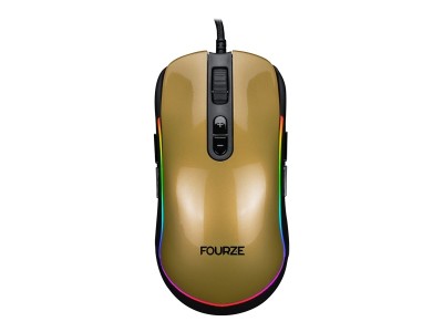 Fourze GM700 Gaming Mouse, 14400 dpi, RGB - Svart/Guld