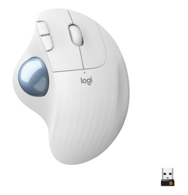 Logitech M575 Ergo Wireless Trackball, RF/Bluetooth - Off-white