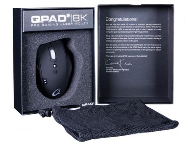 QPAD 8K Pro Gaming Optical, 5000 dpi, RGB LED - Svart