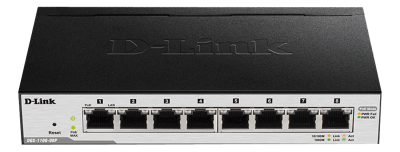 D-Link DGS-1100-08P, 8-Port Gigabit PoE, Smart Managed Switch, fläktlös, 802.3af
