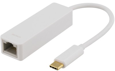 Nätverksadapter Deltaco USB-C, Gigabit, 1xRJ45 - Vit#1