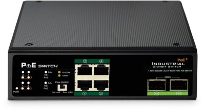 Digitus DN-651109 Industrial, 4-Port Gigabit, PoE (802.3af/at), 2xSFP, DIN-montering