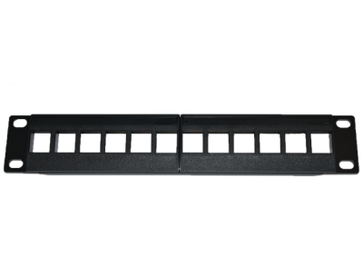 10" Patchpanel LinkIT, 12 portar, Keystone, 1U, metall - Svart