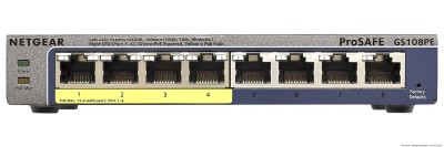 Netgear ProSafe GS108PE, 8-port Gigabit varav 4xPoE, Network Surveillance, QoS, VLAN