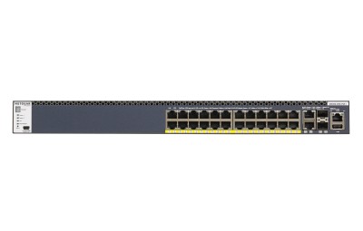 Netgear ProSafe M4300-28G-POE+, 24-port Gigabit + 2x10Gbe + 2xSFP 10Gbe, PoE+ 550W, rackmonterad