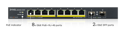 ZyXEL GS1100-10HPv2, 8-port Gigabit PoE+ 130W, 2xSFP, fläktlös#2