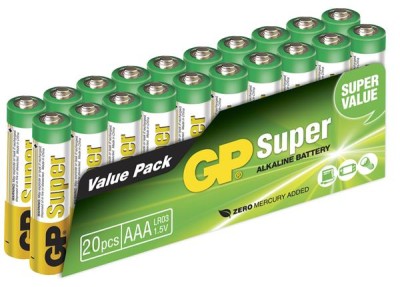 Batteri GP Super Alkaline AAA, LR03, 20-pack